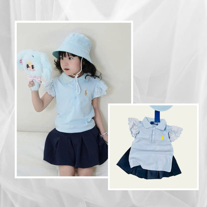 RL Blue Ruffles Skirt Set