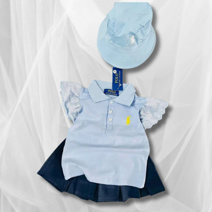 RL Blue Ruffles Skirt Set